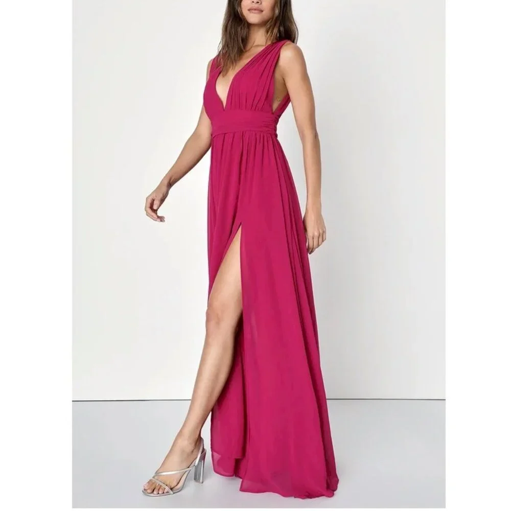 Lulus Heavenly Hues Magenta Maxi Dress Size Small NWOT - Picture 5 of 14